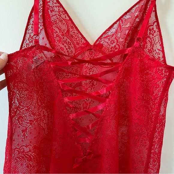 Victoria’s Secret Red Lingerie Slip Dress medium lace sexy vintage y2k - Picture 6 of 7